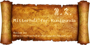 Mitterhöfer Kunigunda névjegykártya